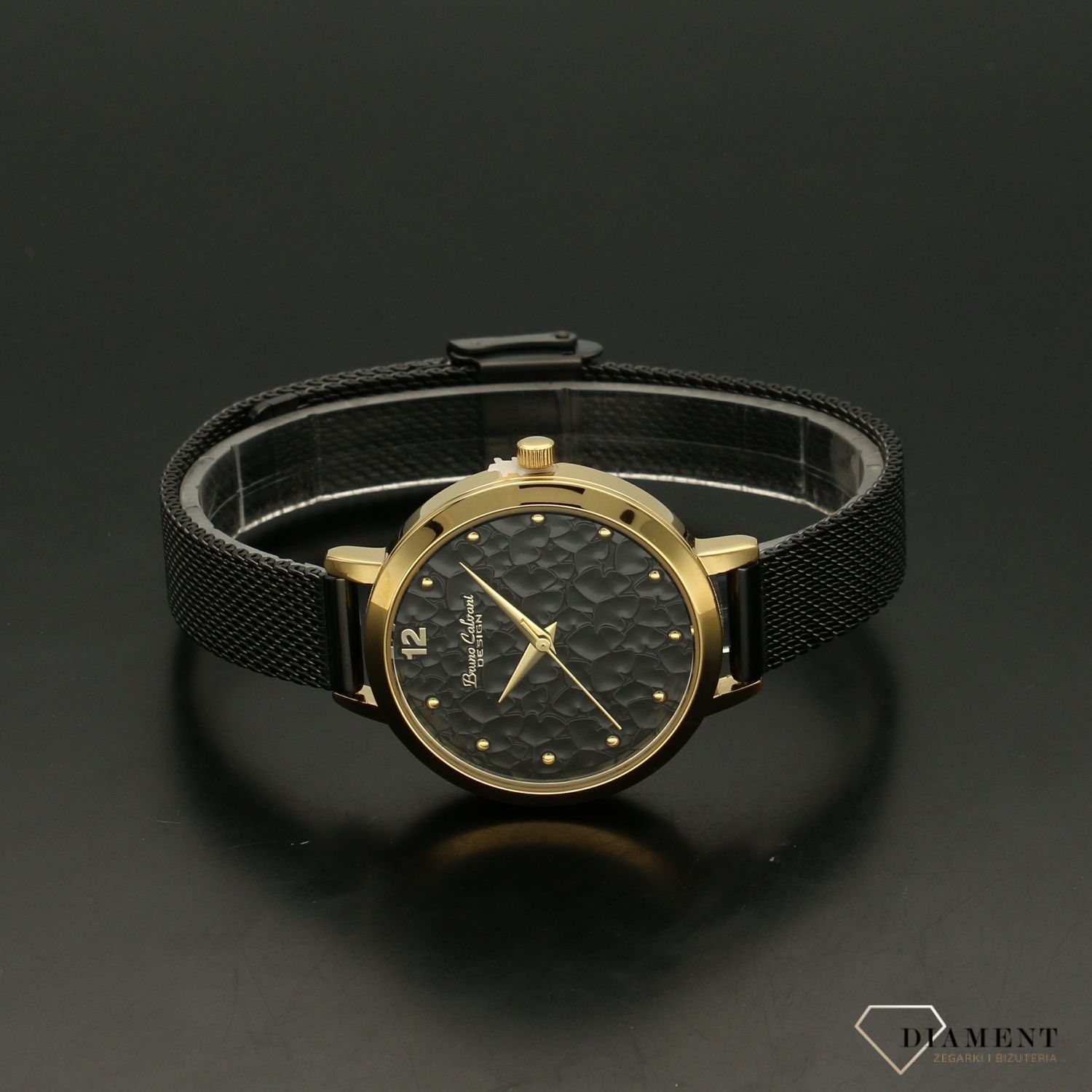 Zegarek damski Bruno Calvani BC2532 'Stylowa czerń' Zegarek damski w idealnym i modnym połączeniu kolorów. Czarny i złoty to kolory które zawsze świetnie się prezentują i elegancko wyglądają na kobiecym nadgarstk.jpg